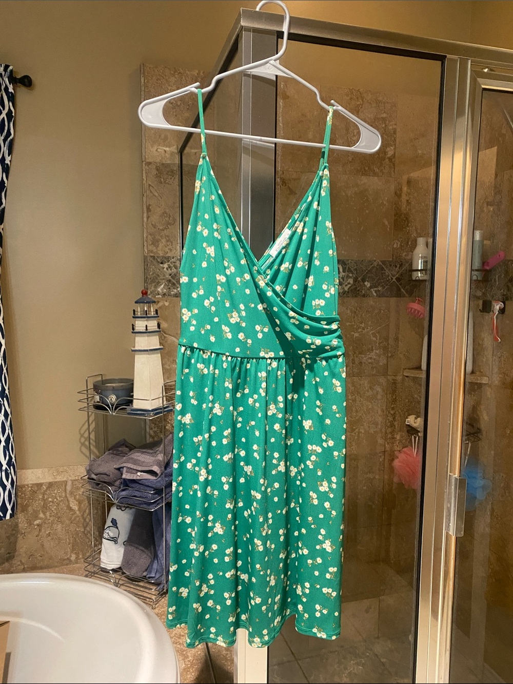 Kaileigh Green Floral Wrap-Style Midi Dress